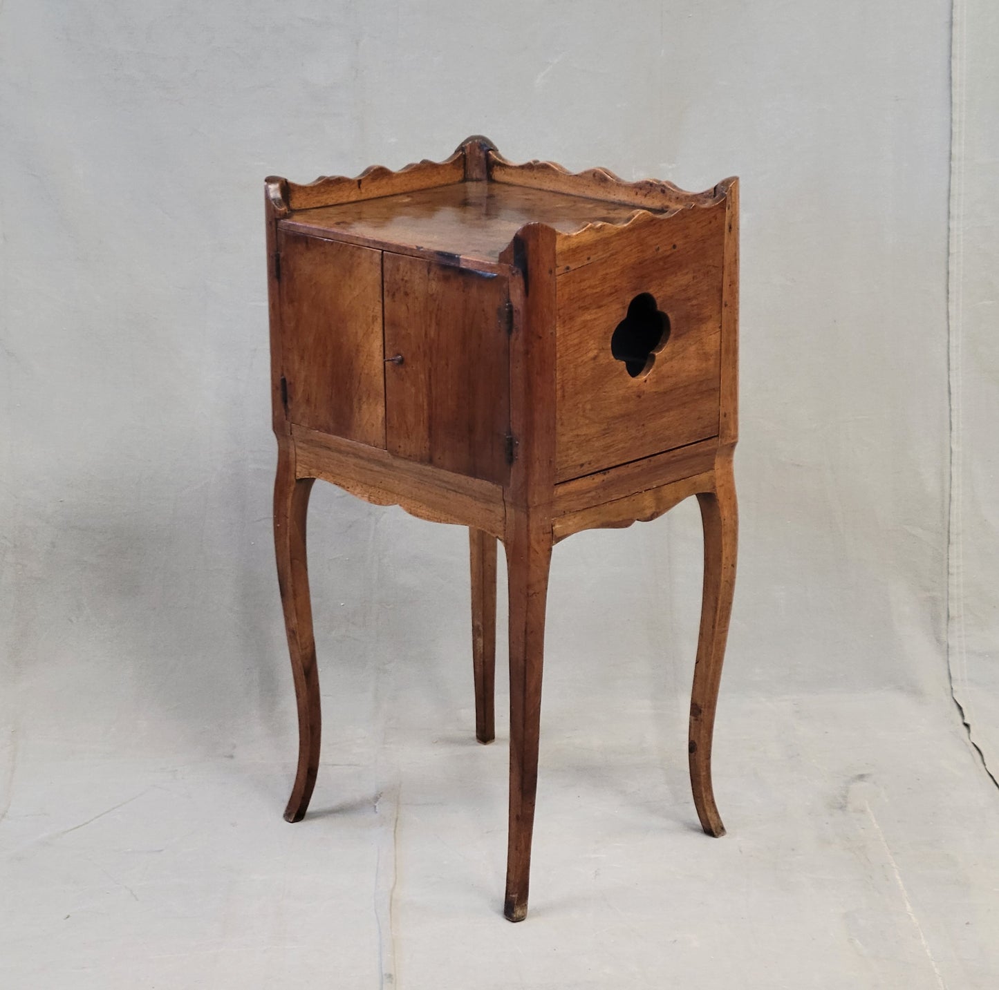 Antique 19th Century French Louis XV Style Walnut and Cherry Table De Chevet (Bedside Table)