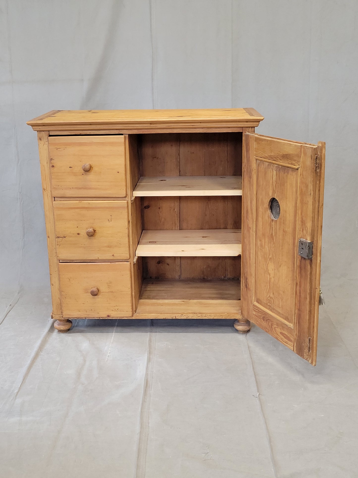 Antique German Pine Locking Pie or Larder Cabinet