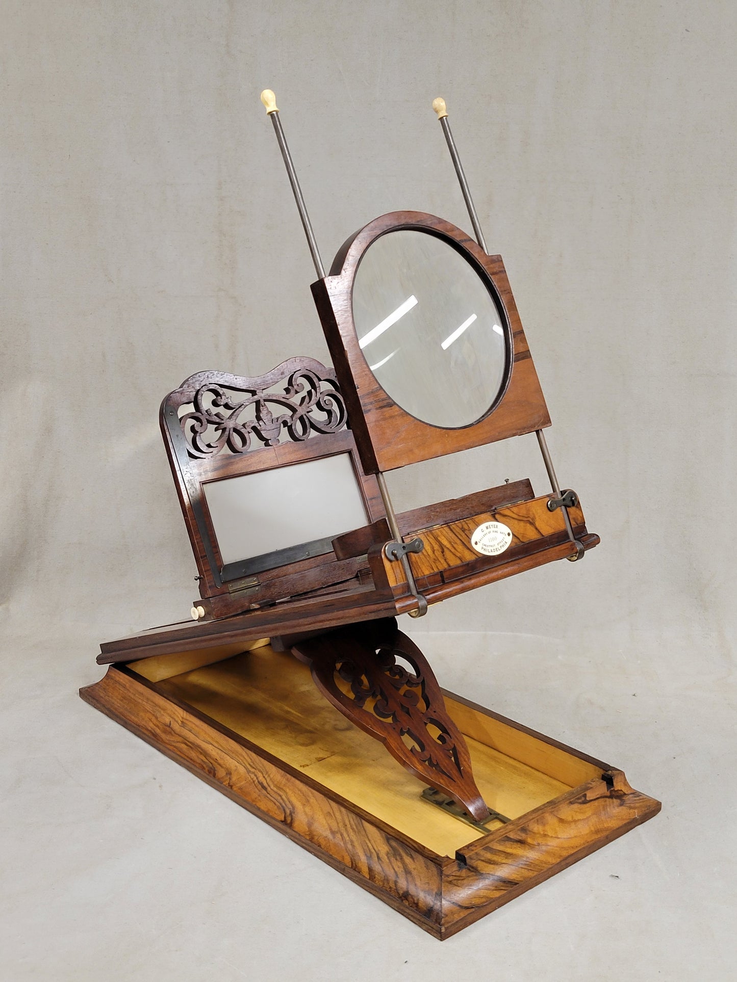 Antique Rosewood Folding Stereoscope Viewer - Philadelphia Gallery of Fine Arts