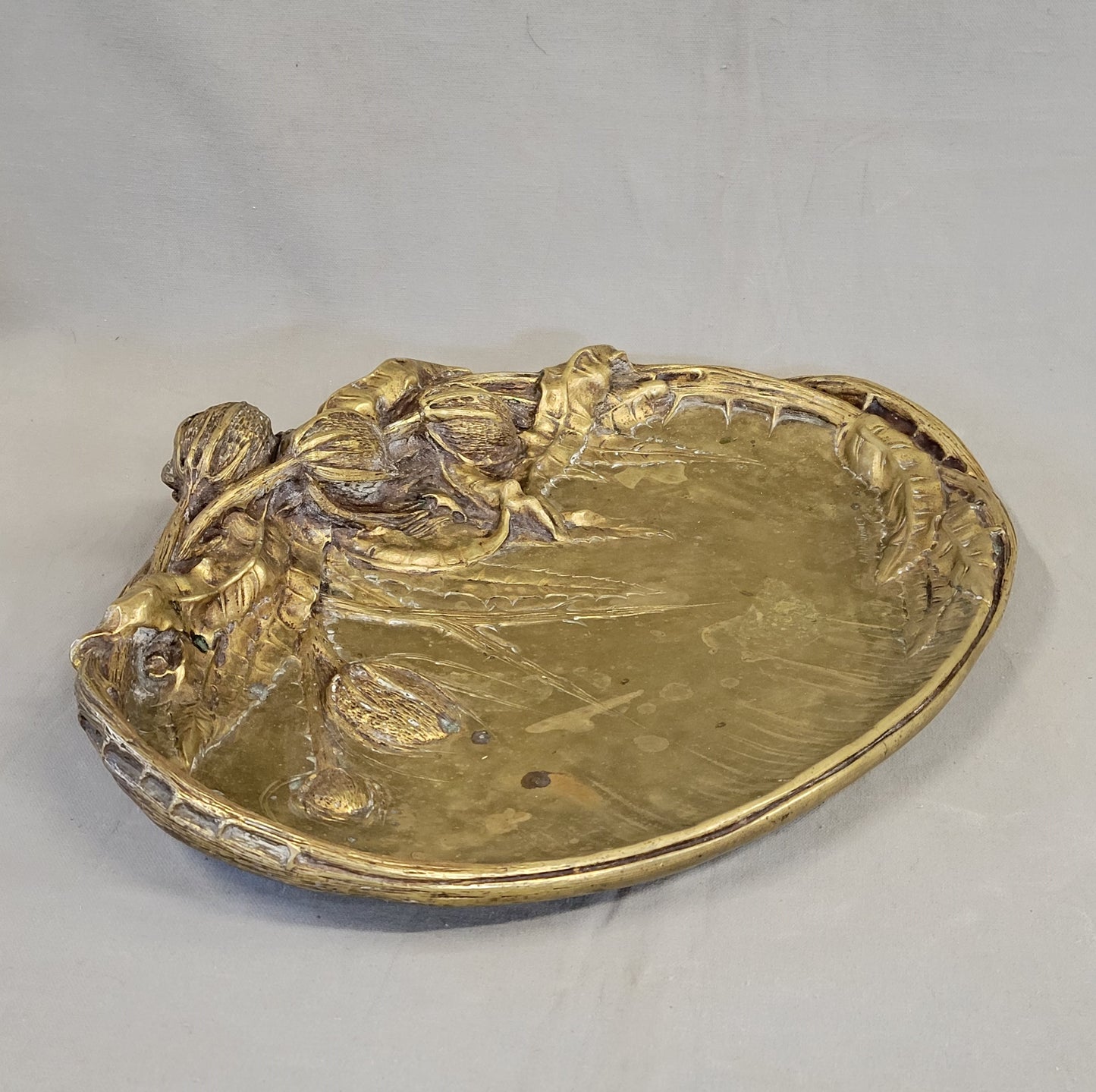 Antique Art Nouveau Signed Albert Marrionet Bronze "Vide Poche" Valet Tray (RL)