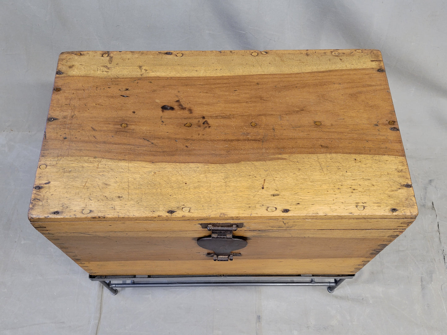 Vintage Chinese Indonesian Fitted Trunk on a Modern Steel Stand (Side Table) RL
