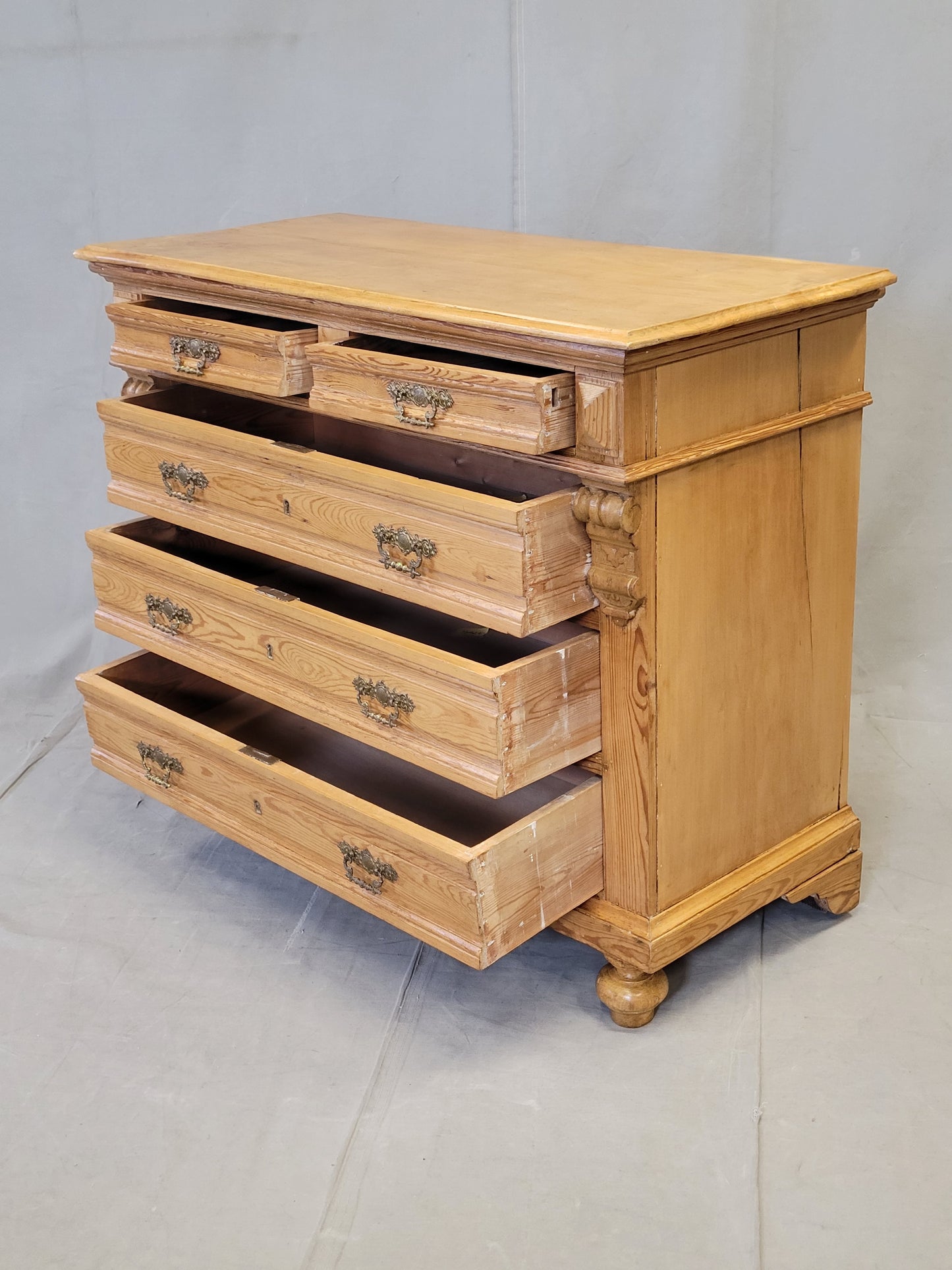 Antique Eastern European or German Pine Chest of Drawers Dresser