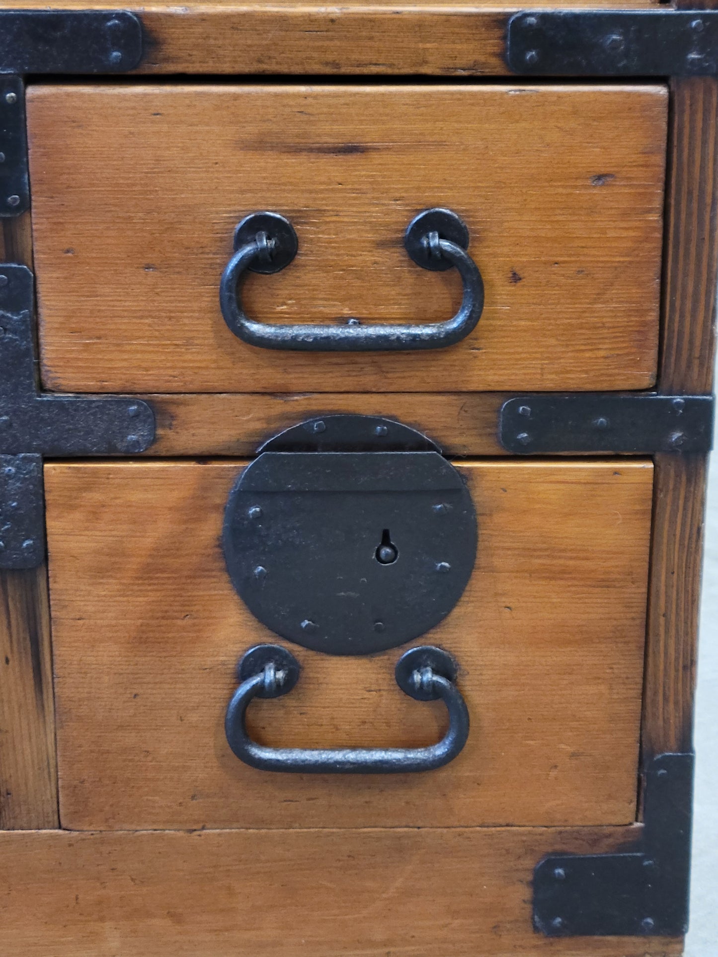 Antique Late 1800s (Meiji Era) Japanese Kansai Style Cedar Merchant Chest Tansu