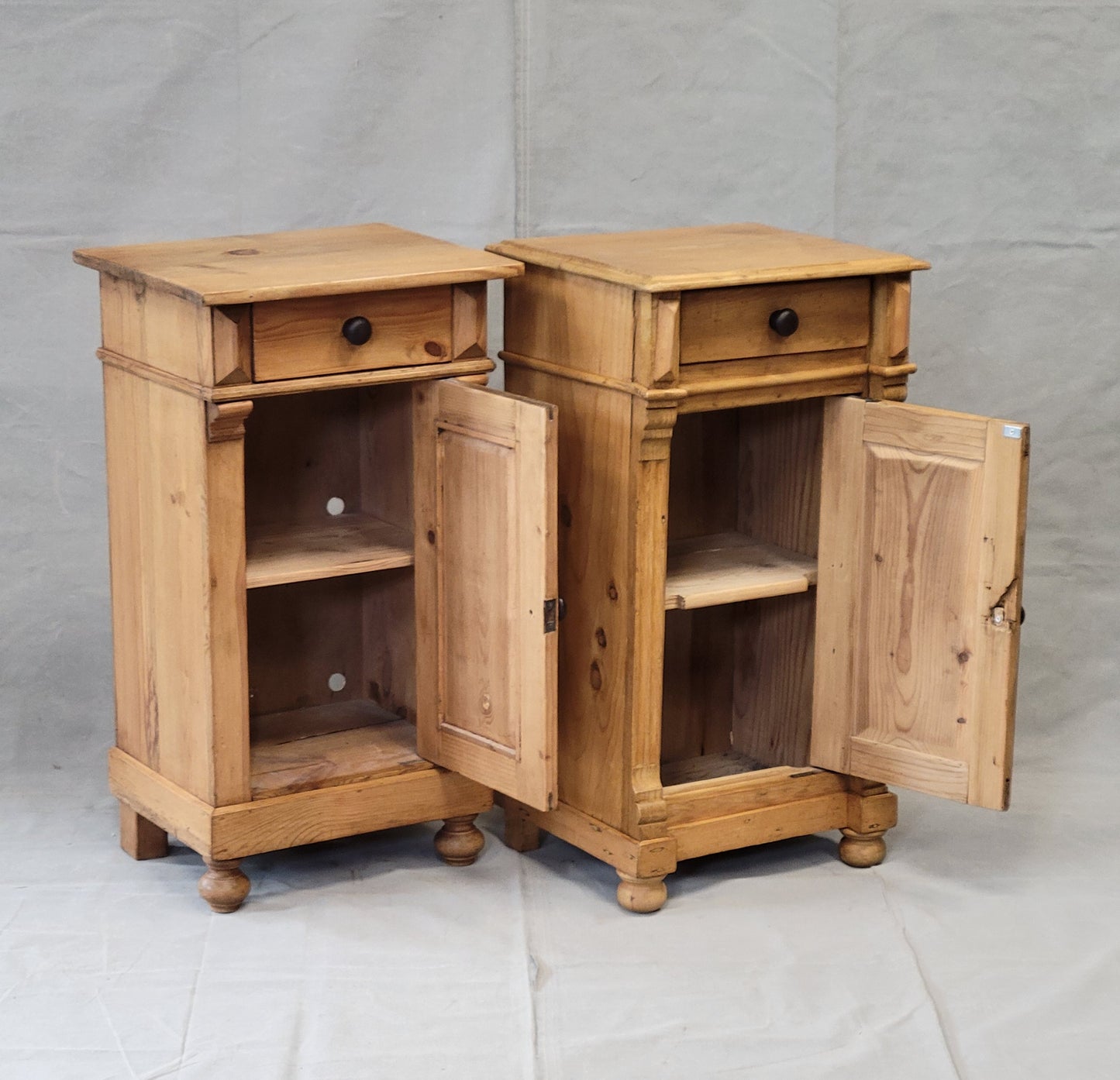 Antique Eastern European Pine Nightstands - a Near Pair