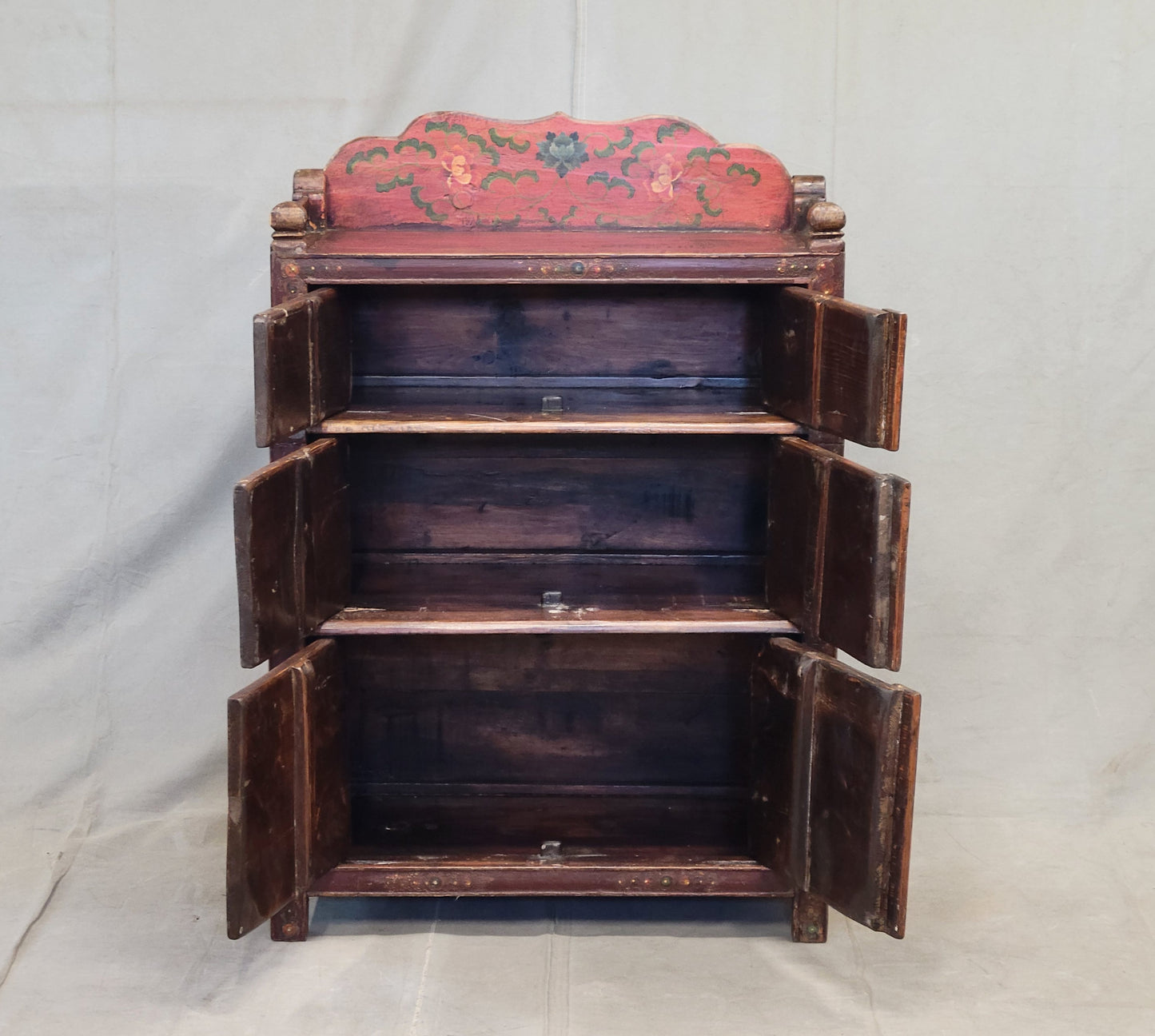 Antique 1920s Tibetan Stepped Storage Altar Cabinet