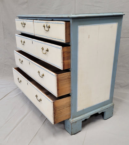Antique English 1850s Painted Oak Dresser With Bracket Feet