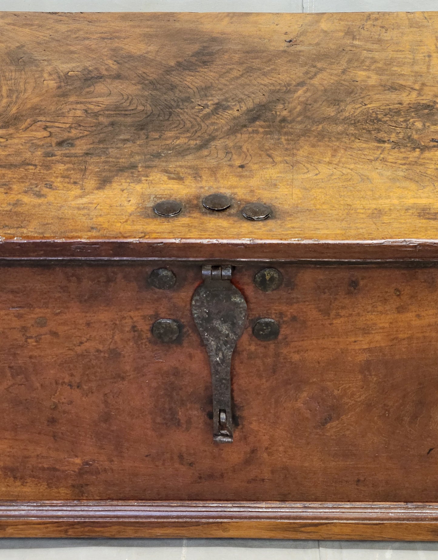 Antique Teak Storage Box With Iron Hardware Coffee Table (RL)