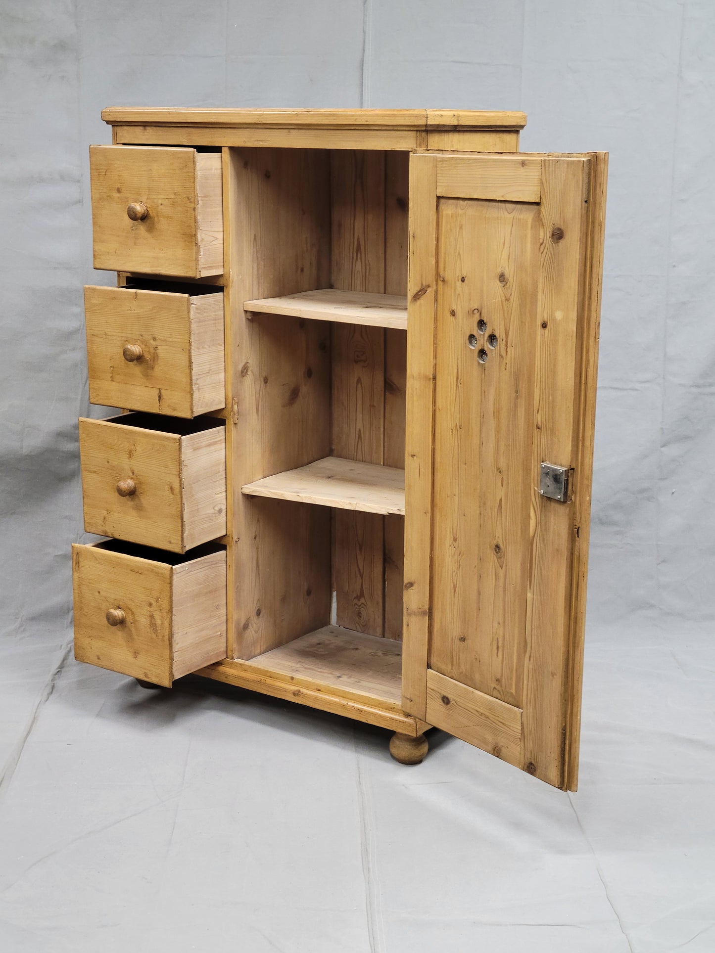 Antique European Pine Locking Pie or Larder Cabinet