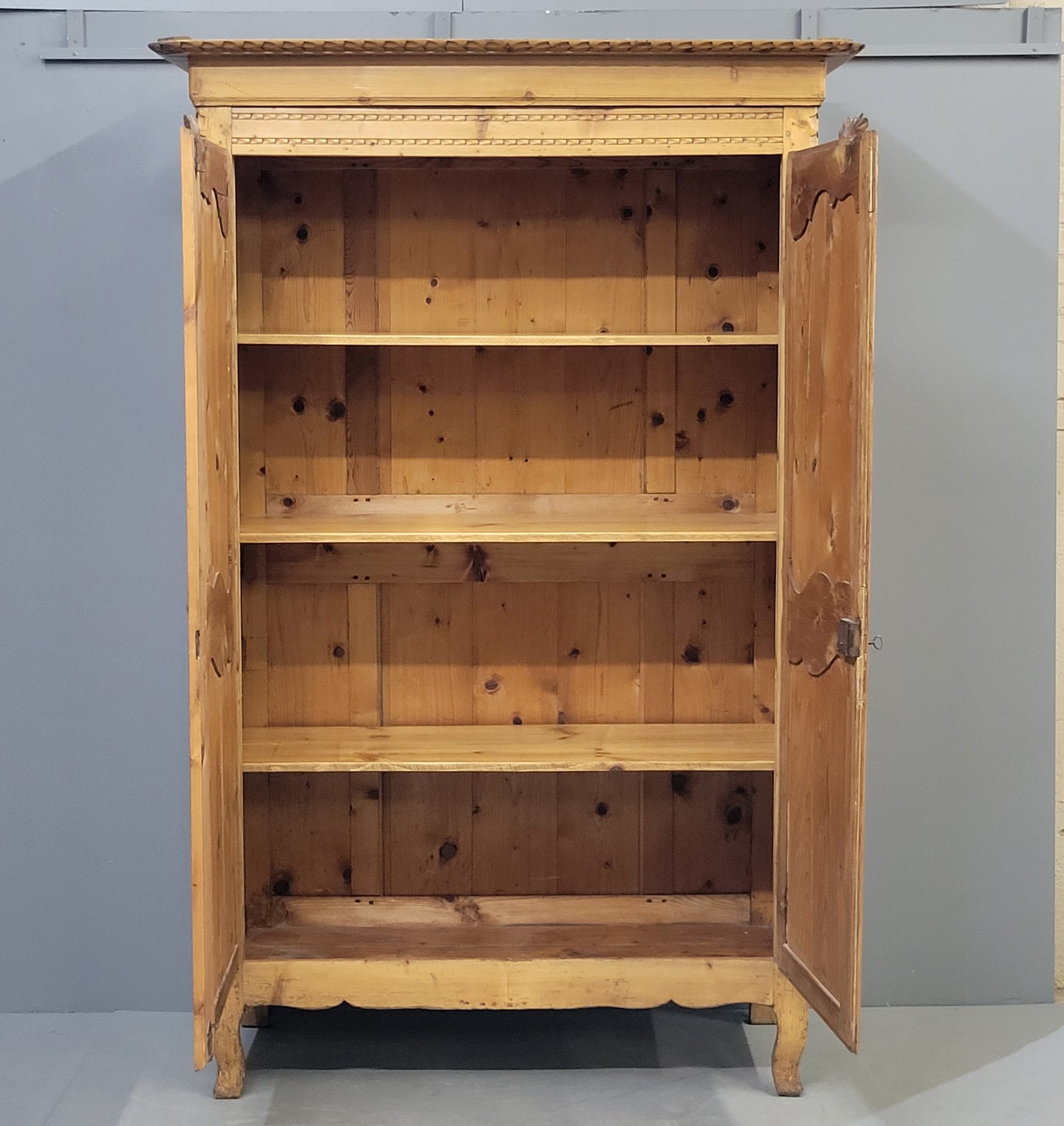 Antique Circa 1870 French Provincial Pine Wedding Armoire