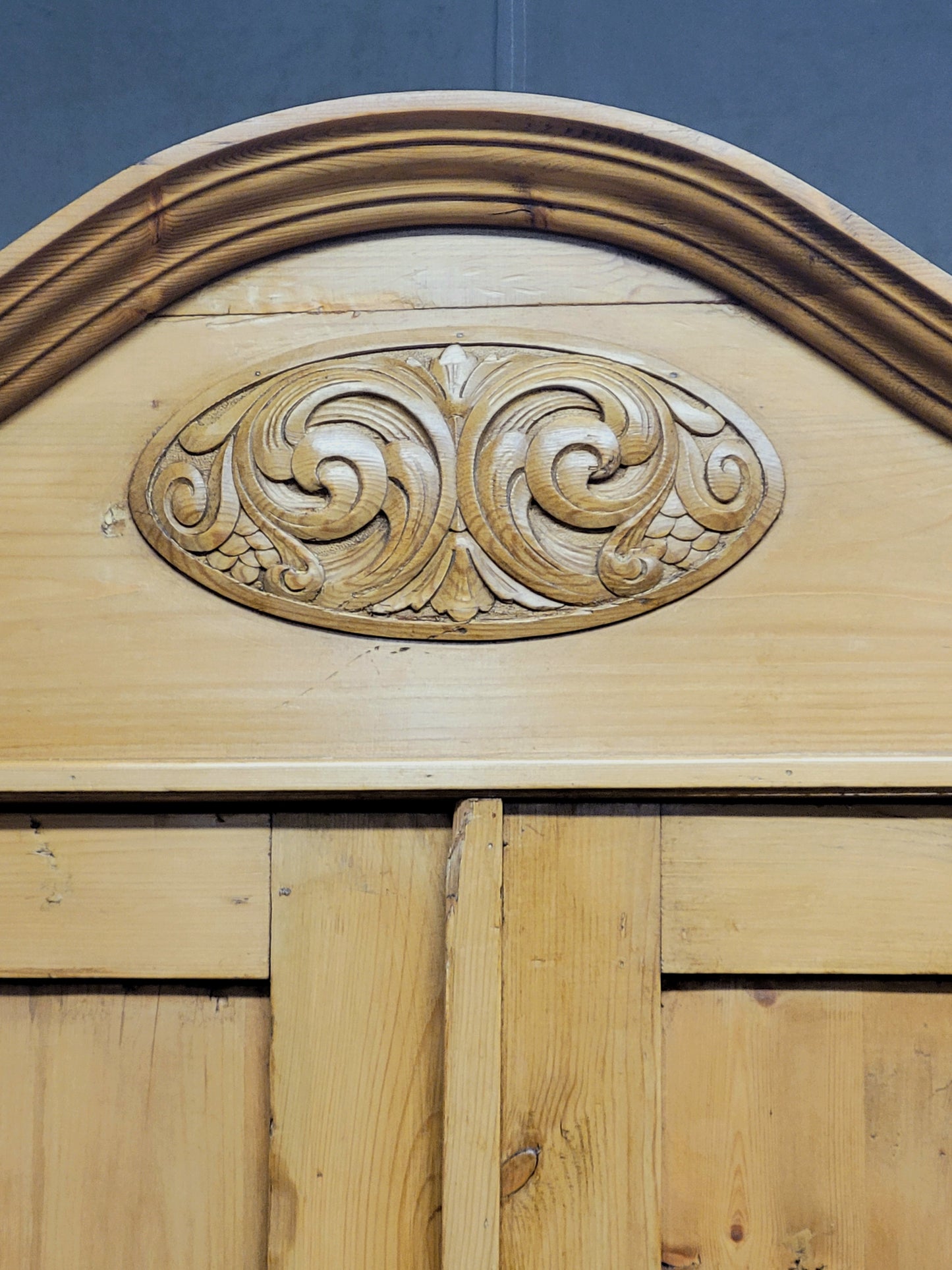 Antique Swedish Pine Armoire With Shelving