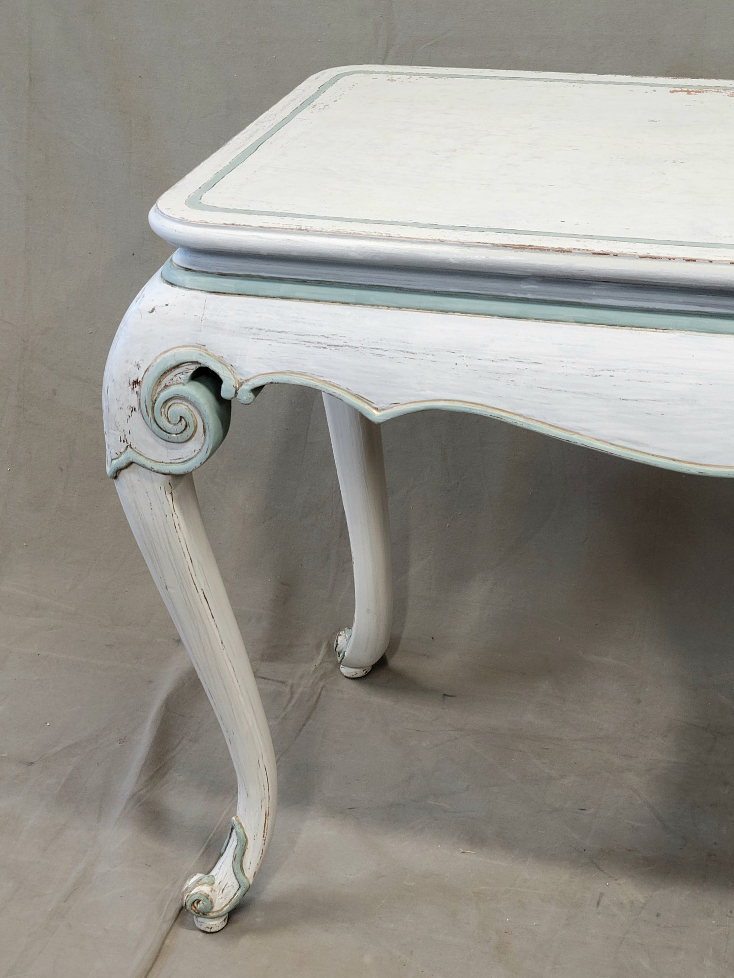 Vintage French Style Painted Cabriole Console Table