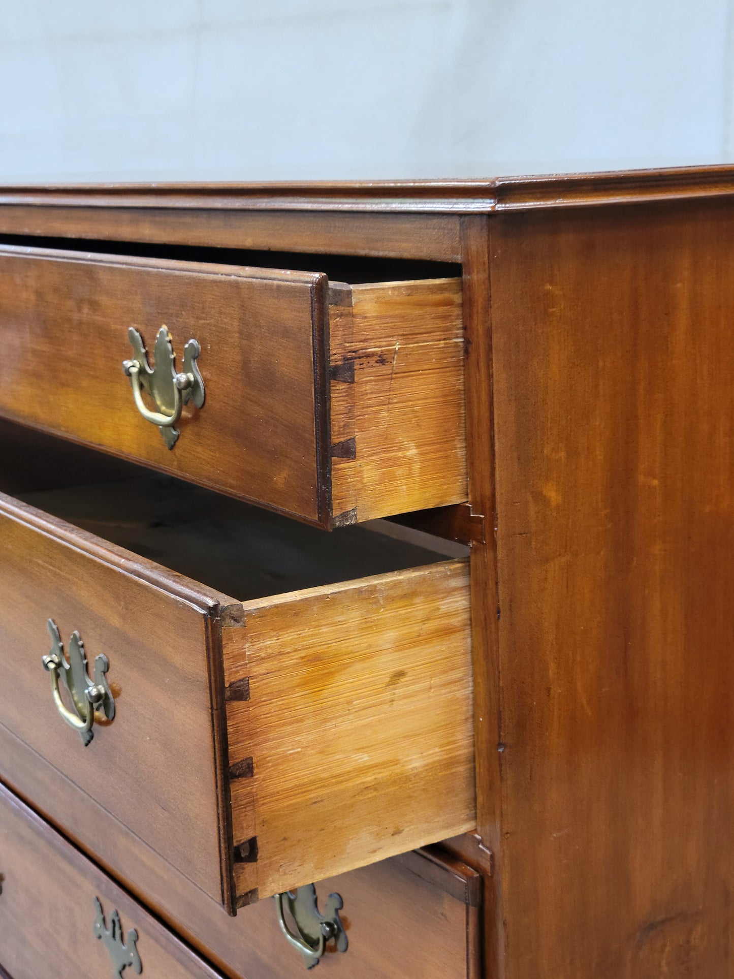 Antique 19th Century American Chippendale Cherry Chest of Drawers
