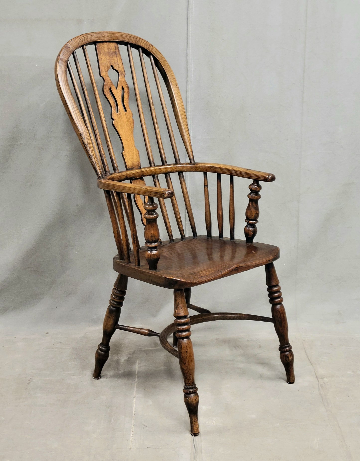 Vintage English Oak and Elm Windsor Chairs - A Pair