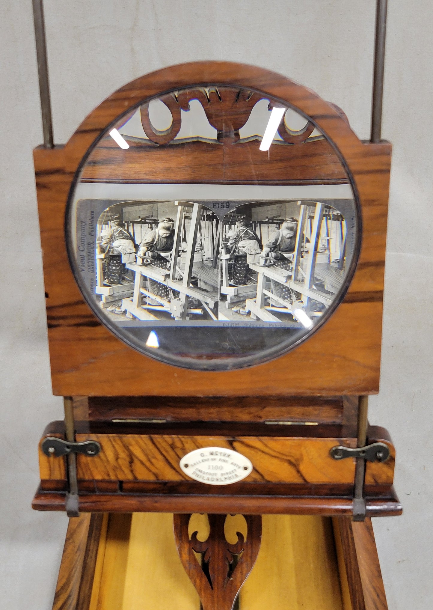 Antique Rosewood Folding Stereoscope Viewer - Philadelphia Gallery of Fine Arts