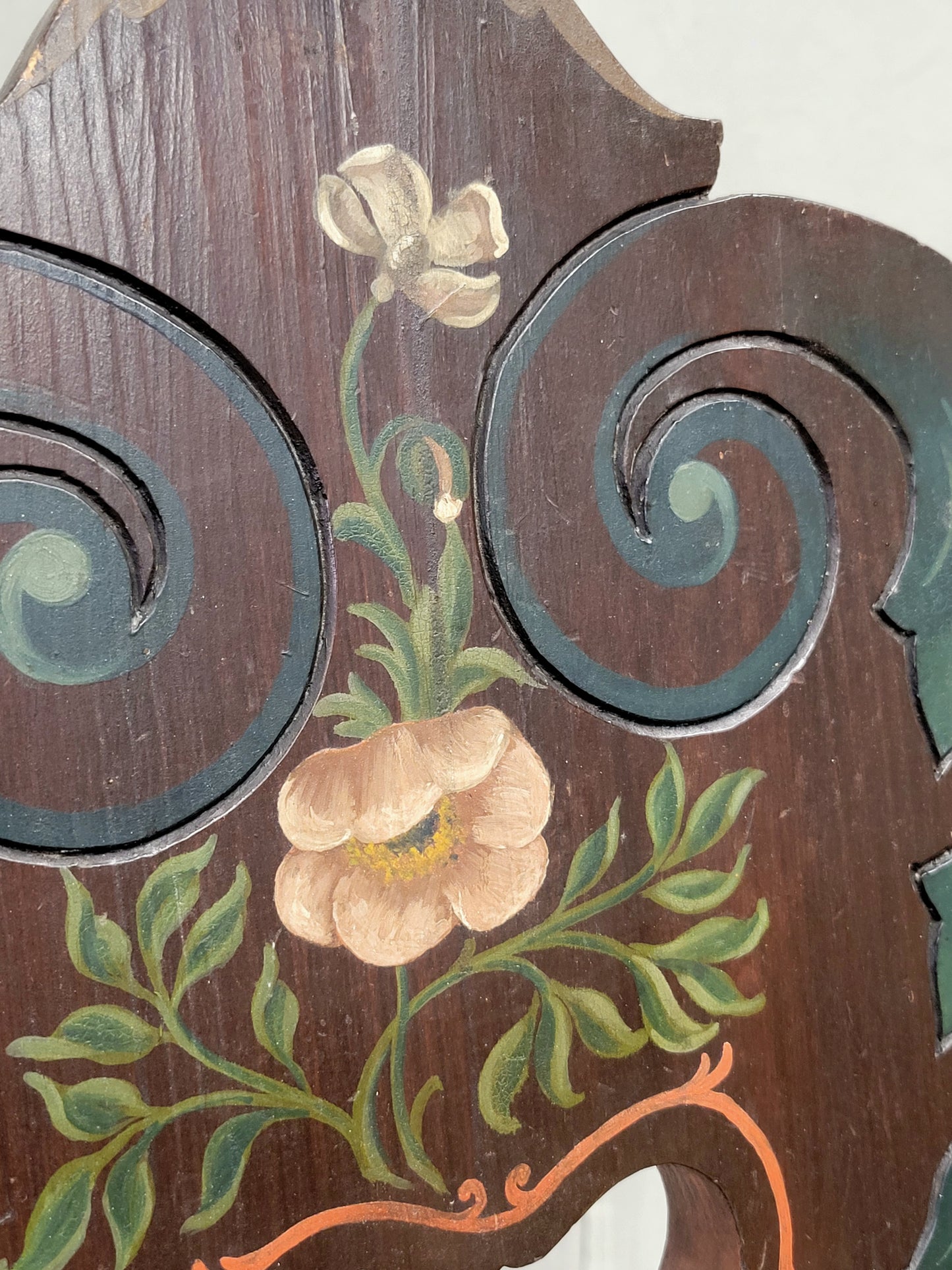 Vintage Swiss/German Carved and Painted Board Chair