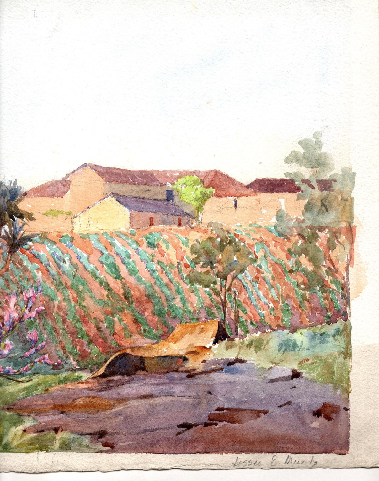 Signed Jessie E. Muntz (Great Britian, Active 1903-1924) Landscape Scene, Watercolor (Framed)
