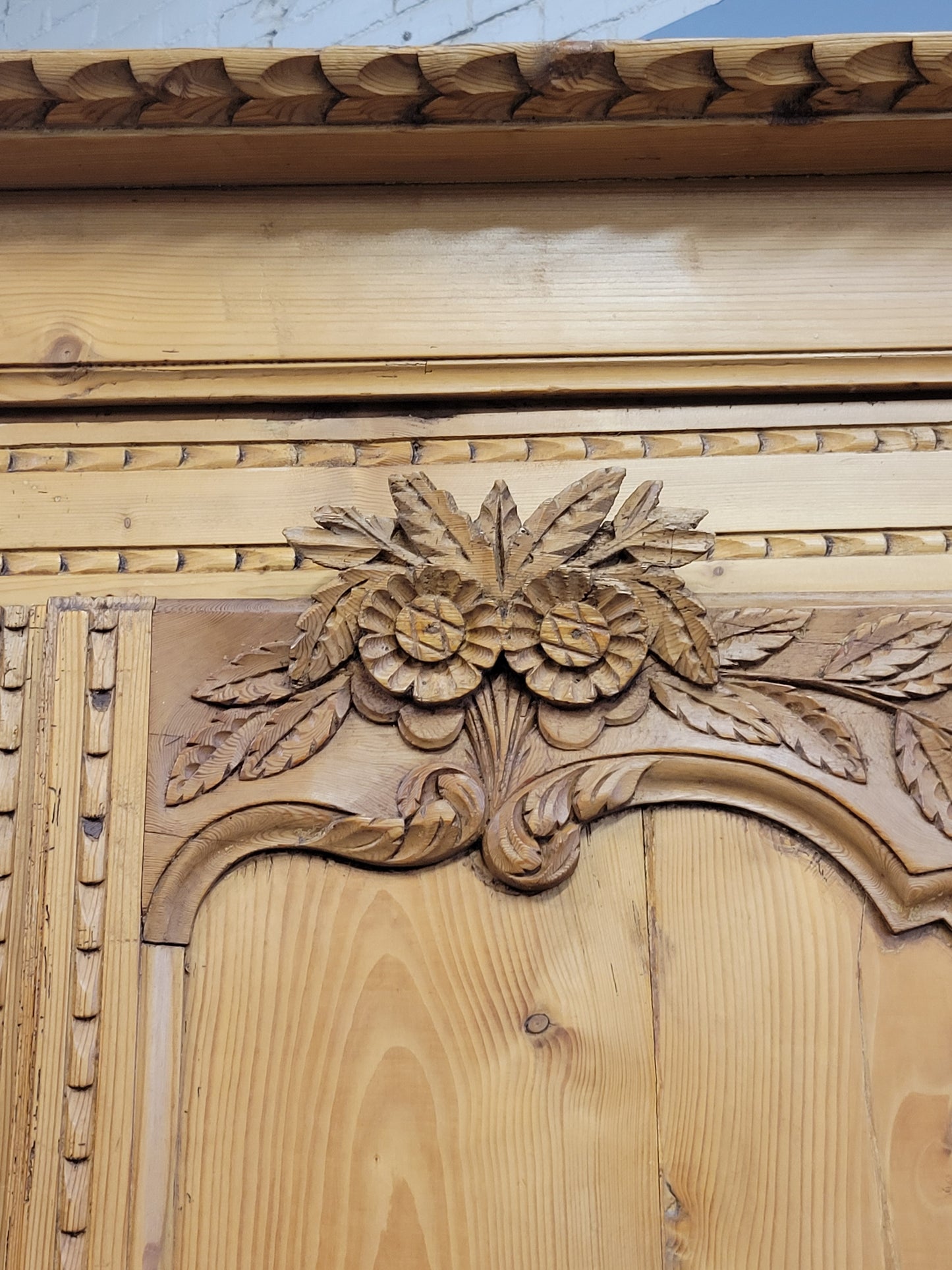 Antique Circa 1870 French Provincial Pine Wedding Armoire