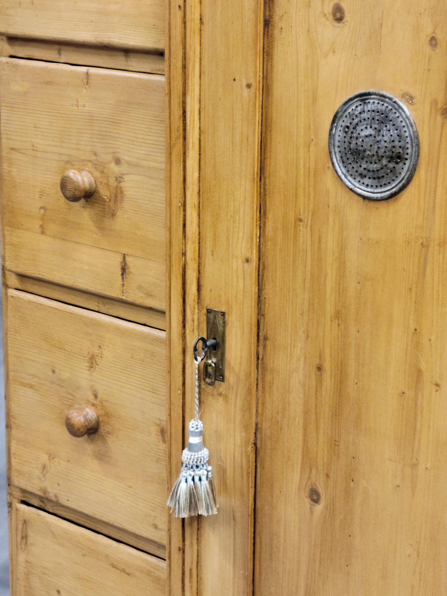 Antique European Pine Locking Pie or Larder Cabinet