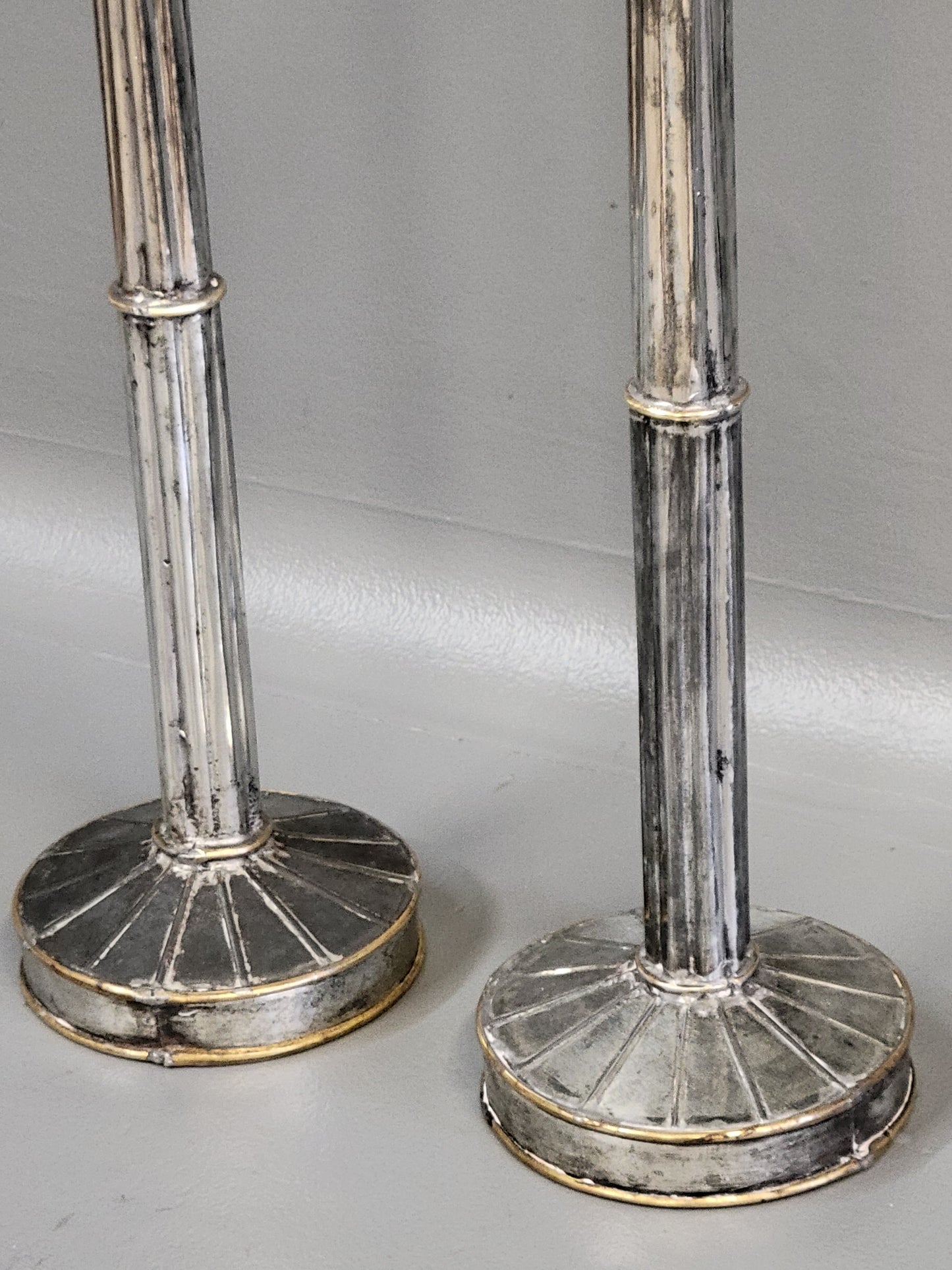 Vintage Mid-Century Gene Byron Tin and Brass Candlesticks - a Pair