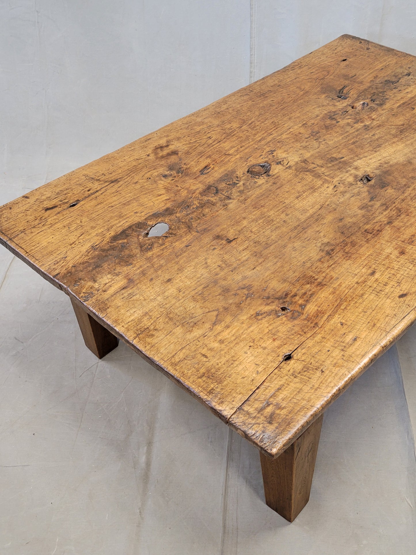 Vintage Rustic Single Slab Burl Teak Coffee Table by the Jason Scott Collection