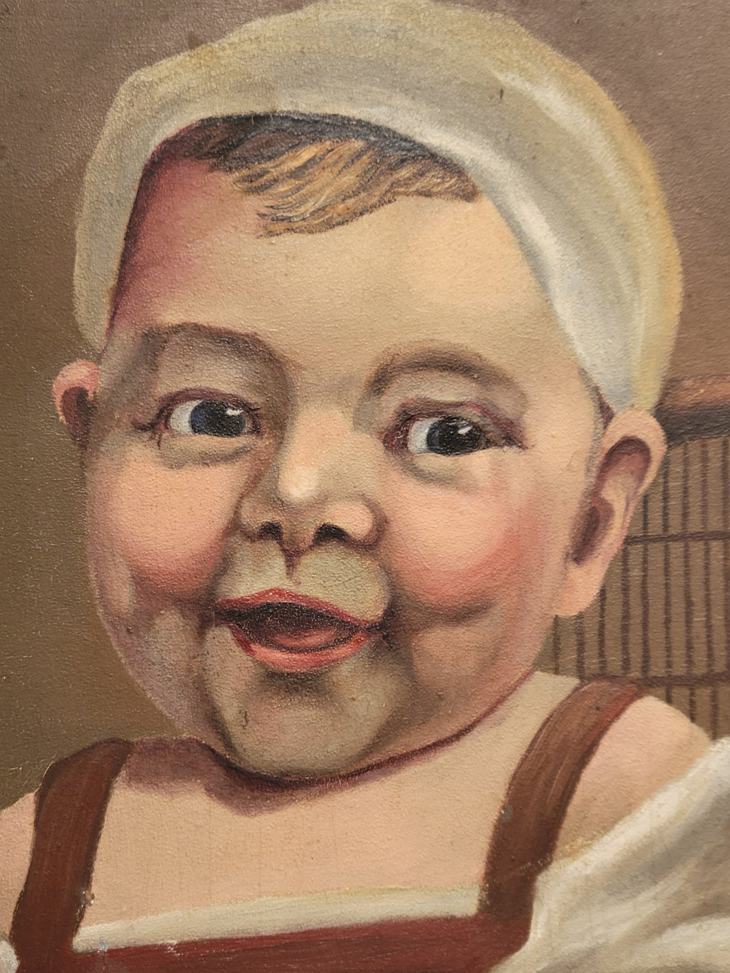 Vintage Painting of a Young Child - Oil on Board