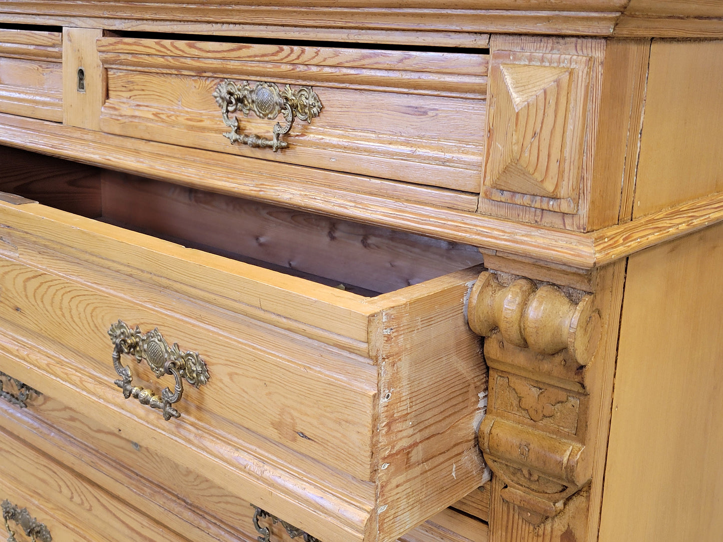 Antique Eastern European or German Pine Chest of Drawers Dresser