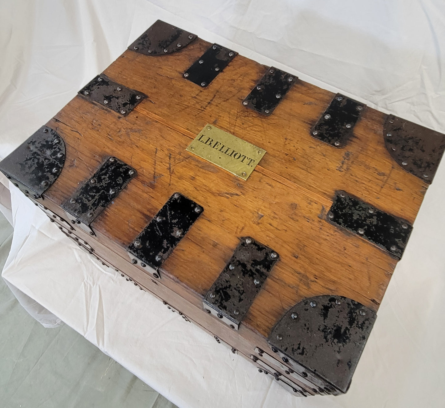 Antique 19th century English Document Storage Box, Monogrammed L.B. Elliott