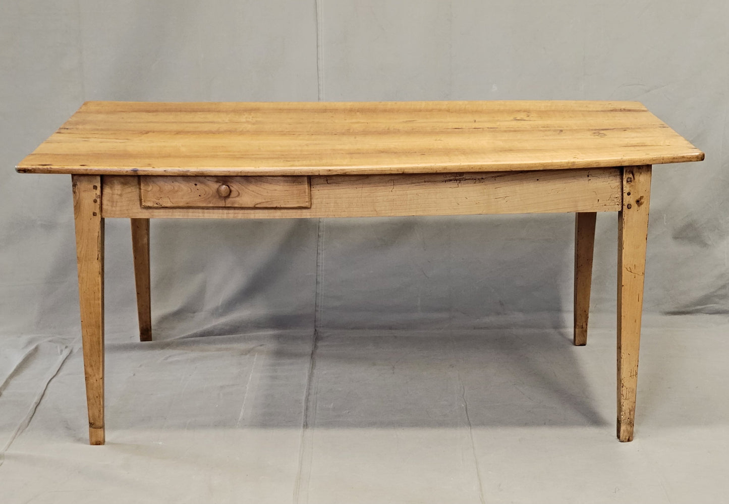 Antique French Provincial Cherry Farmhouse Table With Breadboard and Drawers
