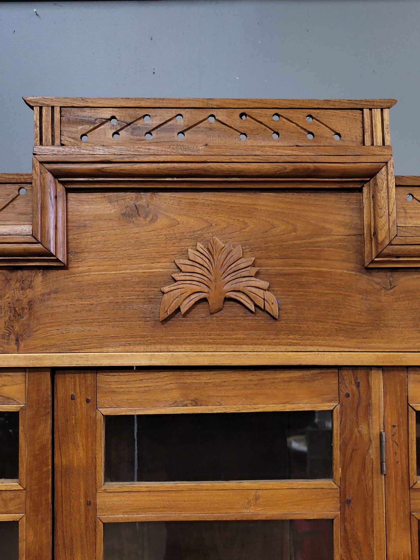 Antique Dutch Colonial Glass Door Cabinet