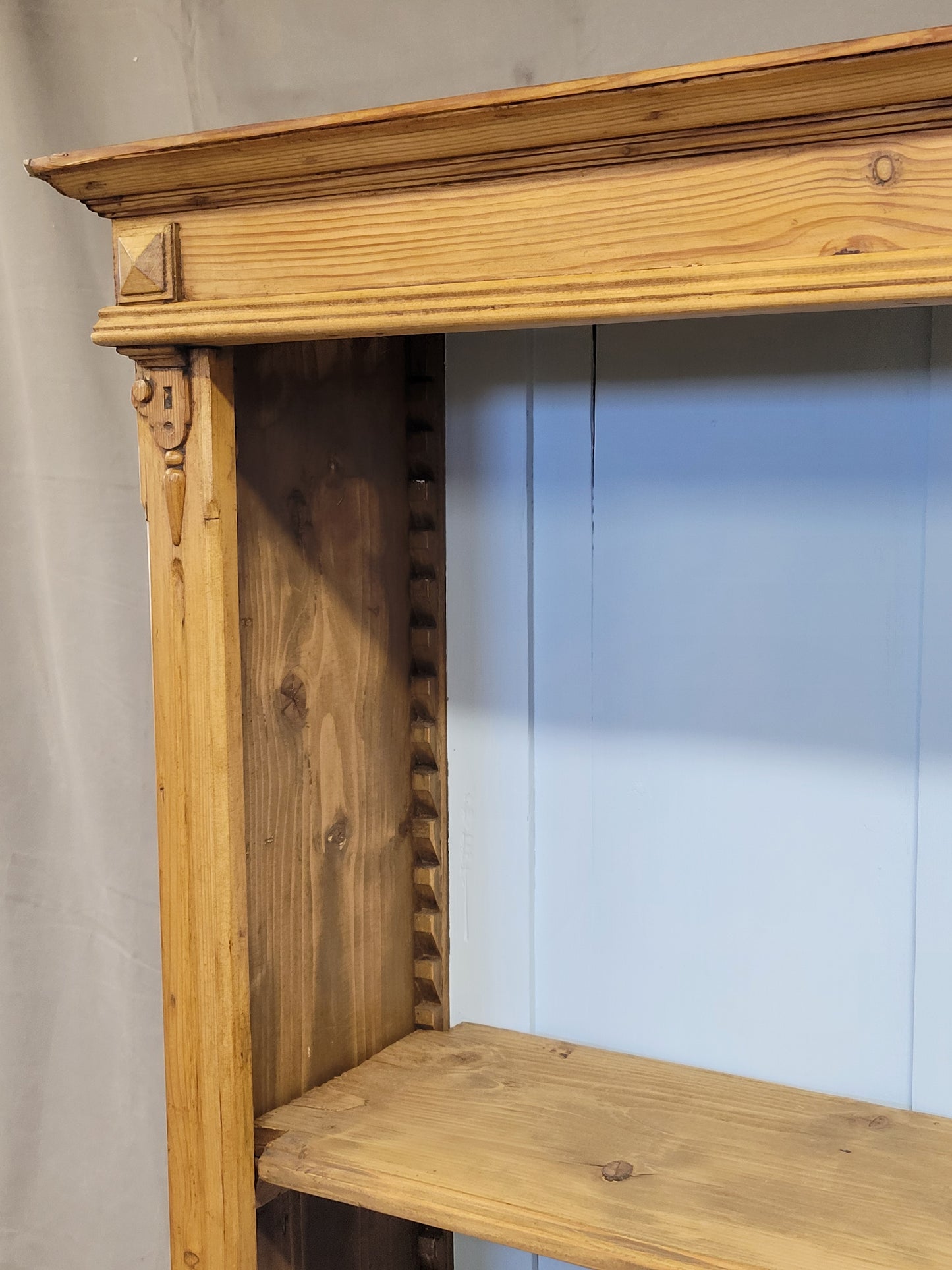 Antique Dutch Pine Single Door Bookcase Cabinet With Glass Inset