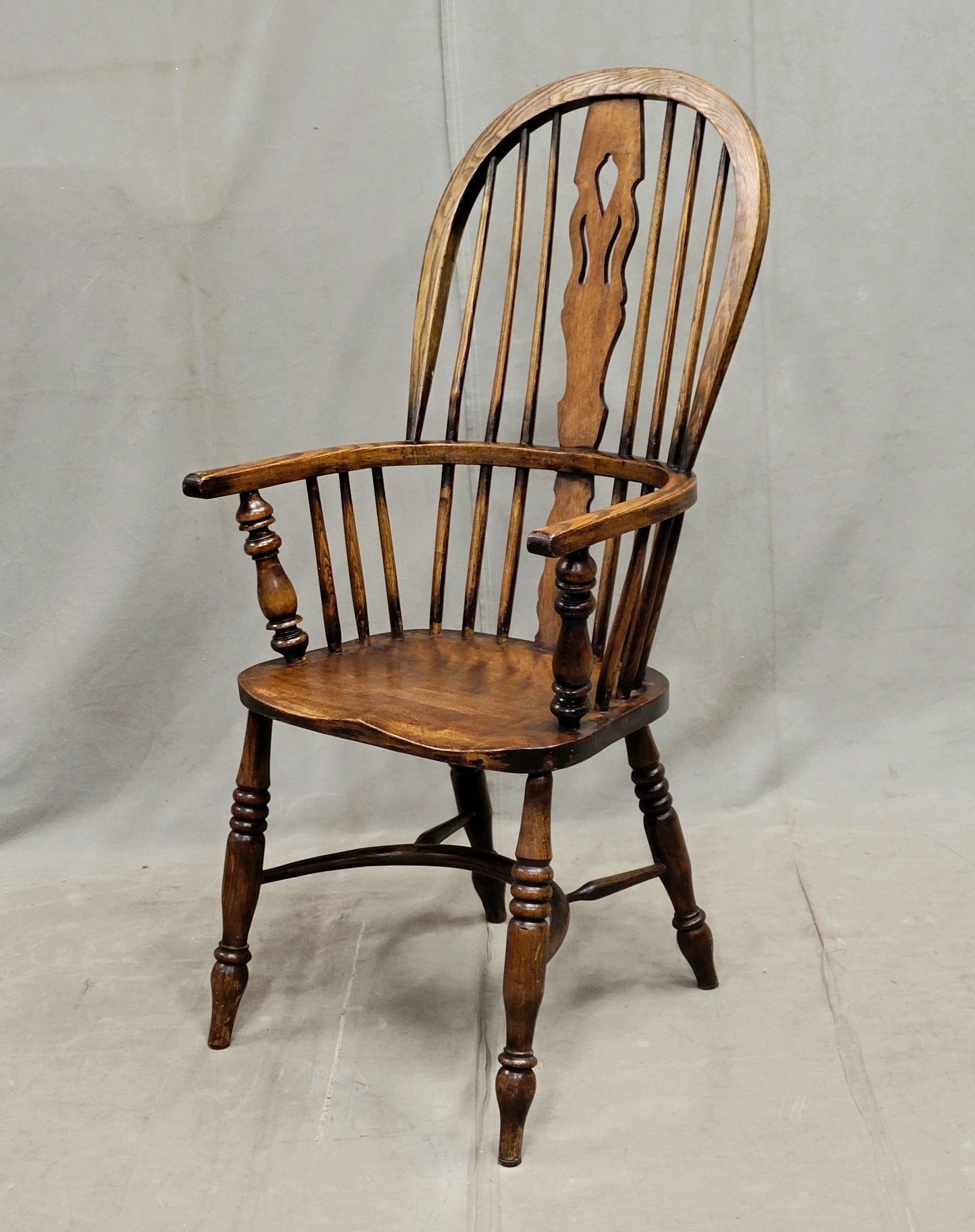 Vintage English Oak and Elm Windsor Chairs - A Pair