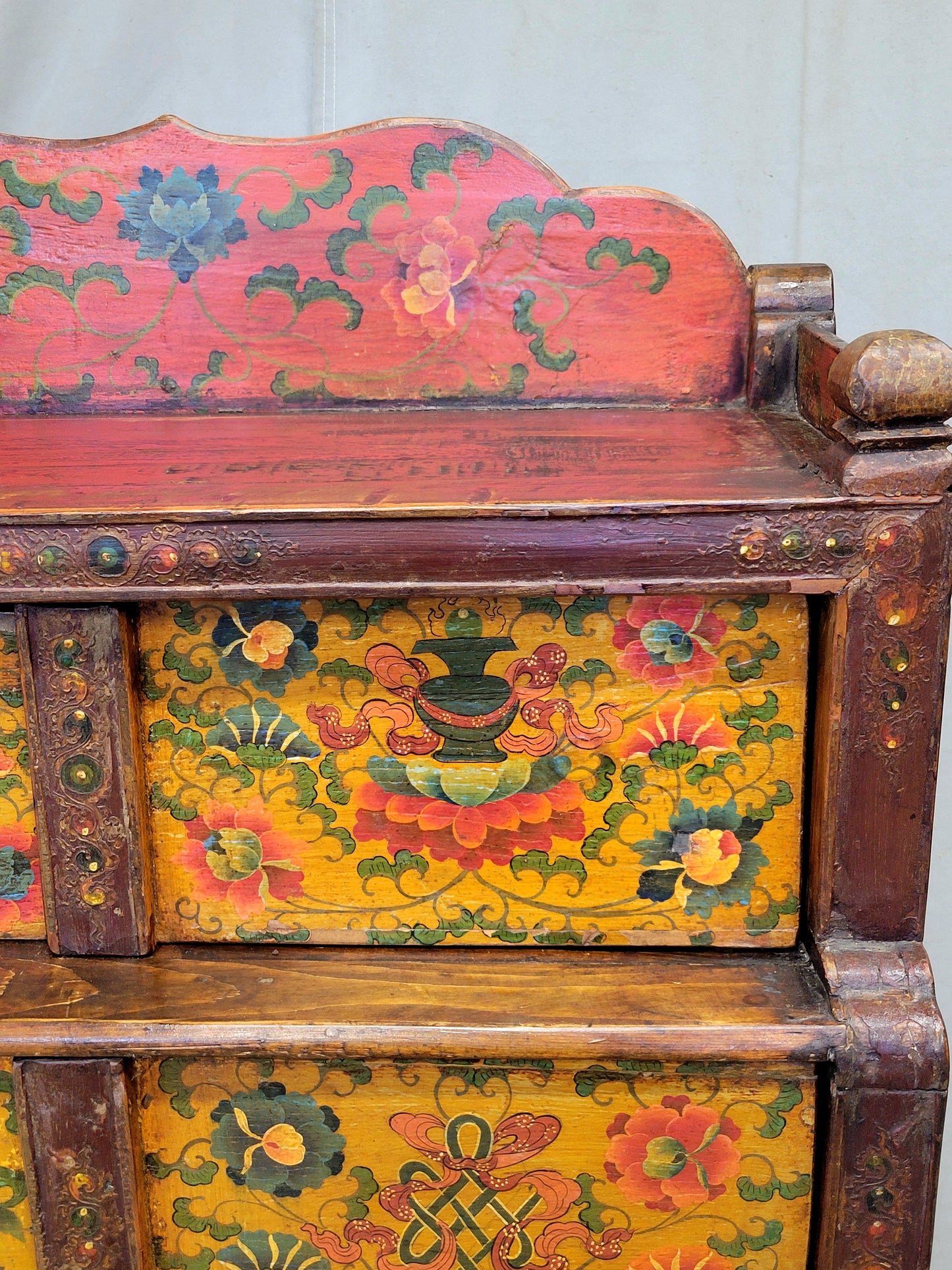 Antique 1920s Tibetan Stepped Storage Altar Cabinet
