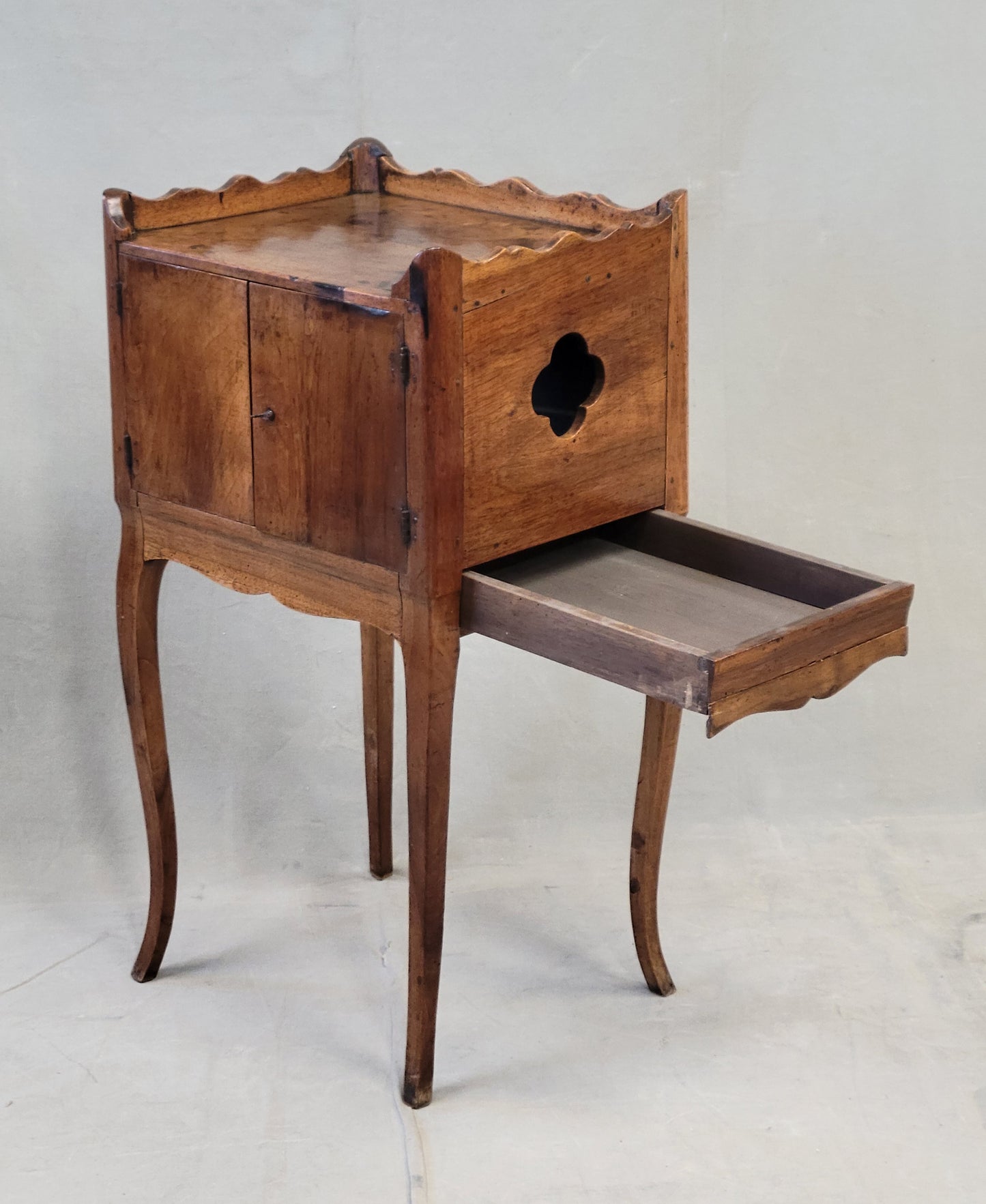 Antique 19th Century French Louis XV Style Walnut and Cherry Table De Chevet (Bedside Table)