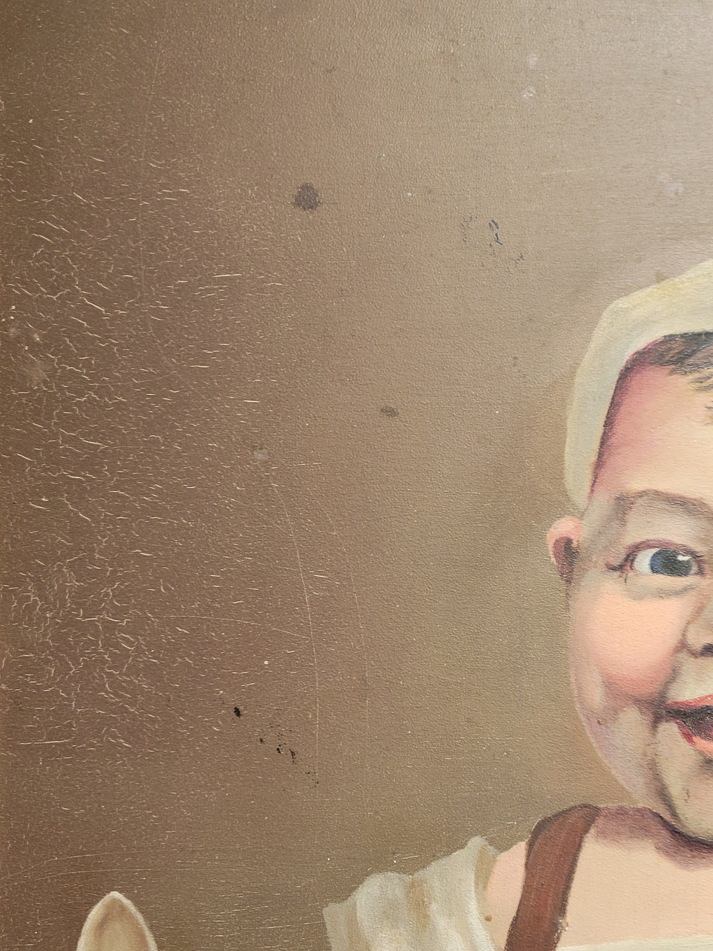 Vintage Painting of a Young Child - Oil on Board