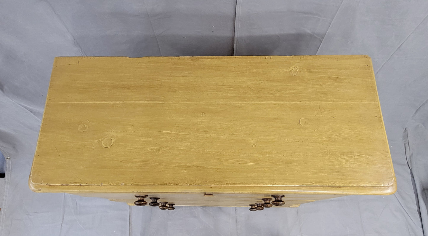 Antique English Edwardian Circa 1900 Painted Pine Dresser Chest of Drawers With Turned Feet