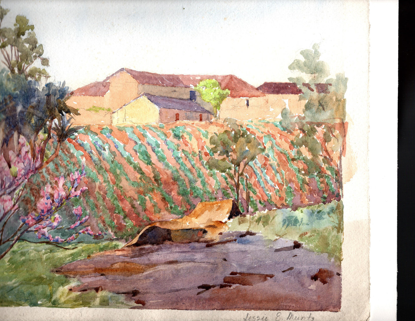Signed Jessie E. Muntz (Great Britian, Active 1903-1924) Landscape Scene, Watercolor (Framed)