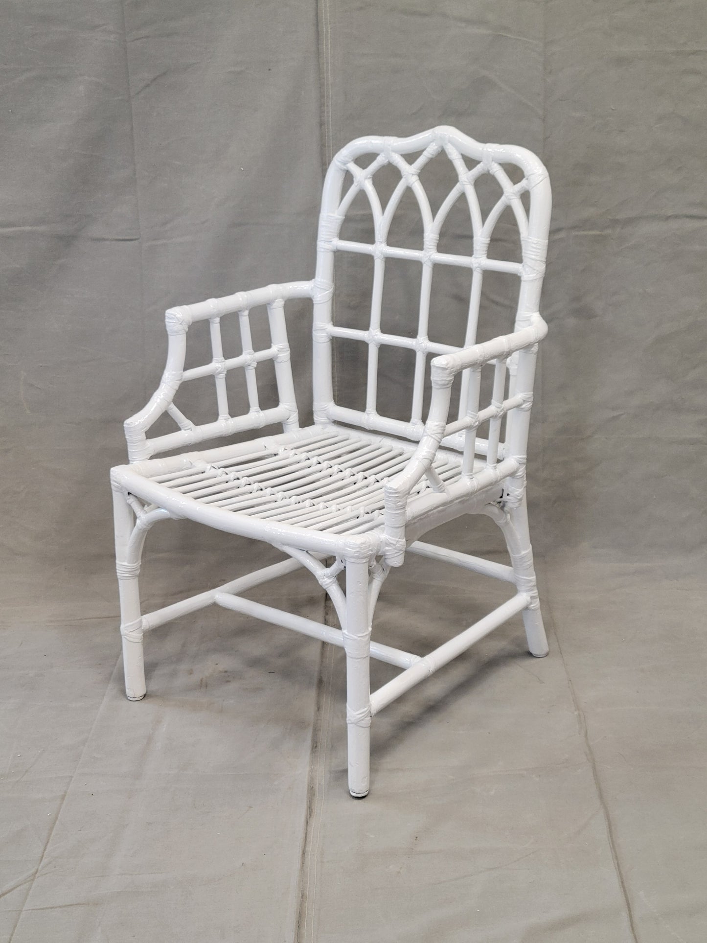 Vintage Painted McGuire Bamboo Armchairs - Set of 4