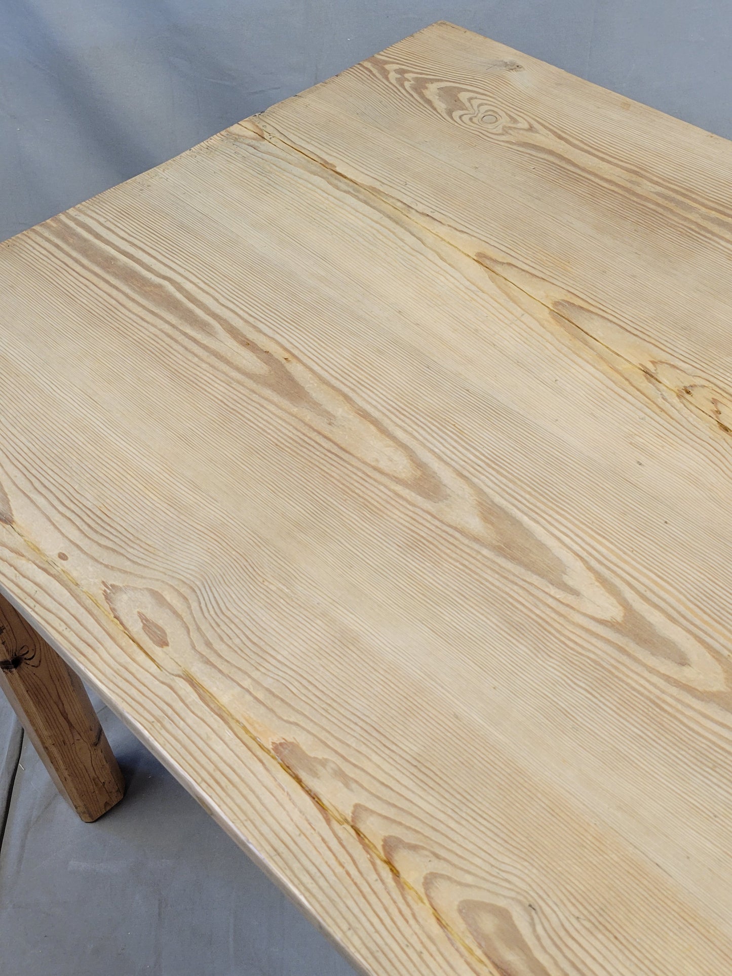 Vintage European Scrubbed Pine Rustic Farmhouse Table