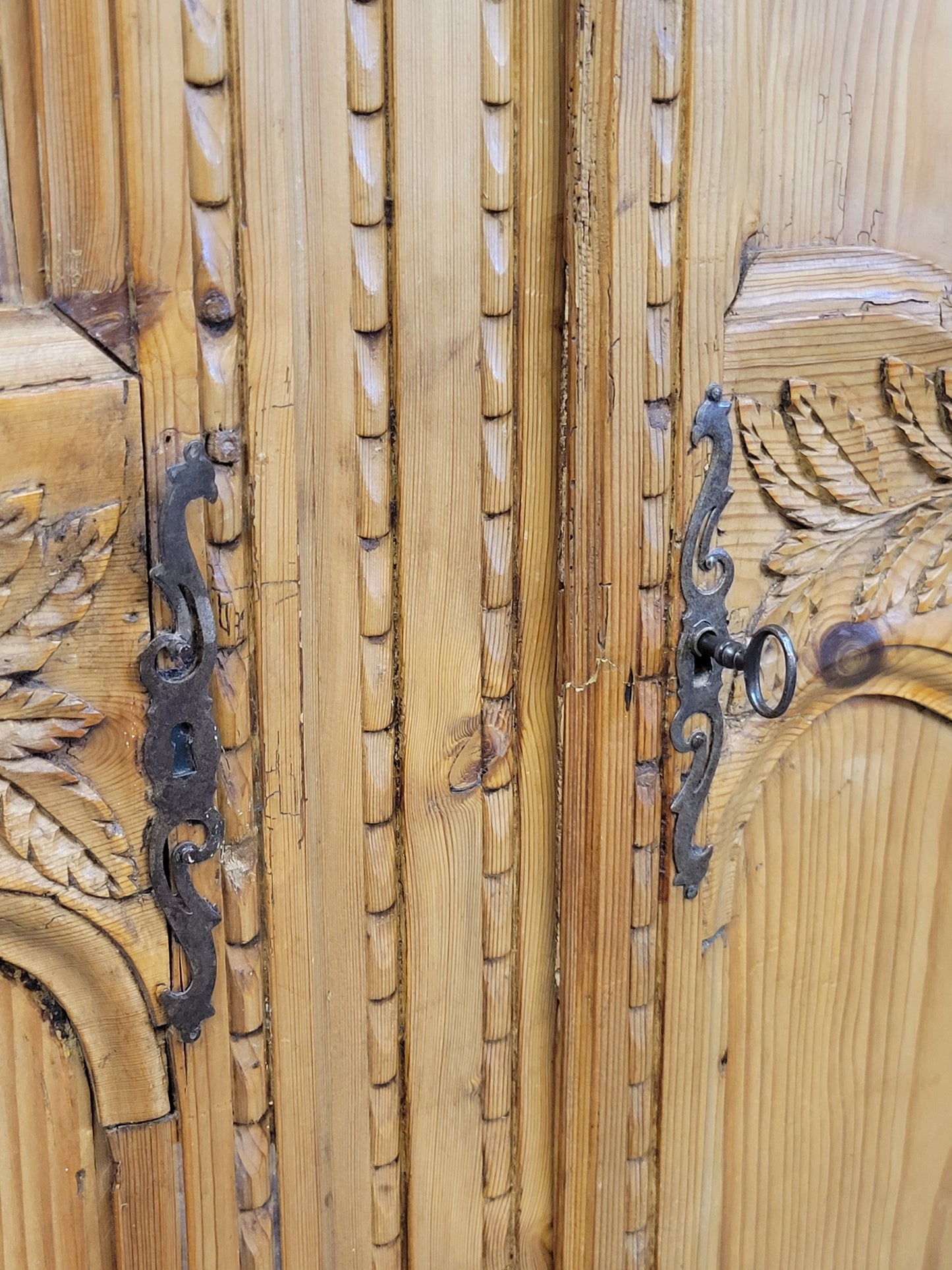 Antique Circa 1870 French Provincial Pine Wedding Armoire