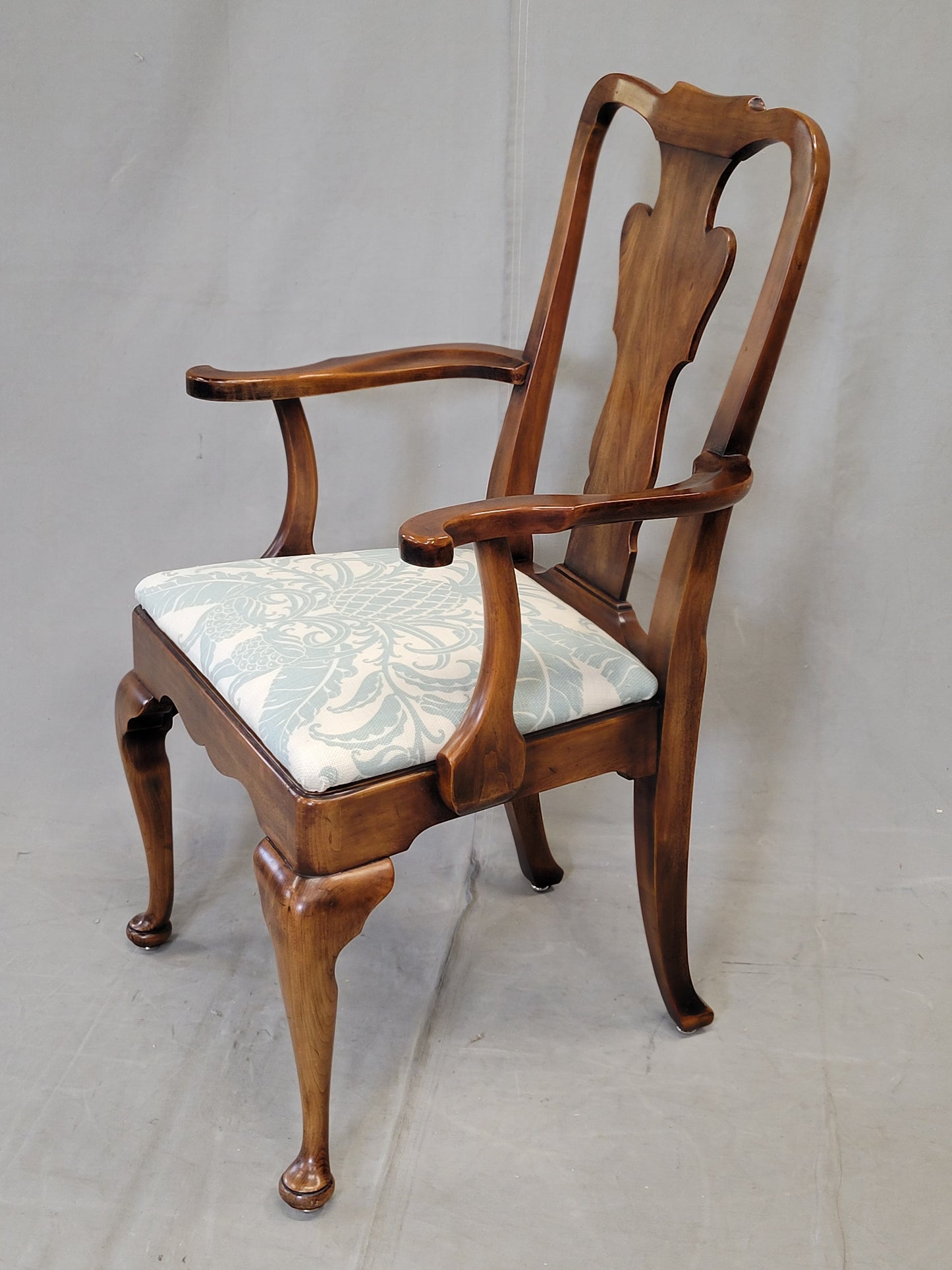 Set of 10 Vintage 1980s Statton Furniture Dining Room Chairs With Tommy Bahama Fabric Seats