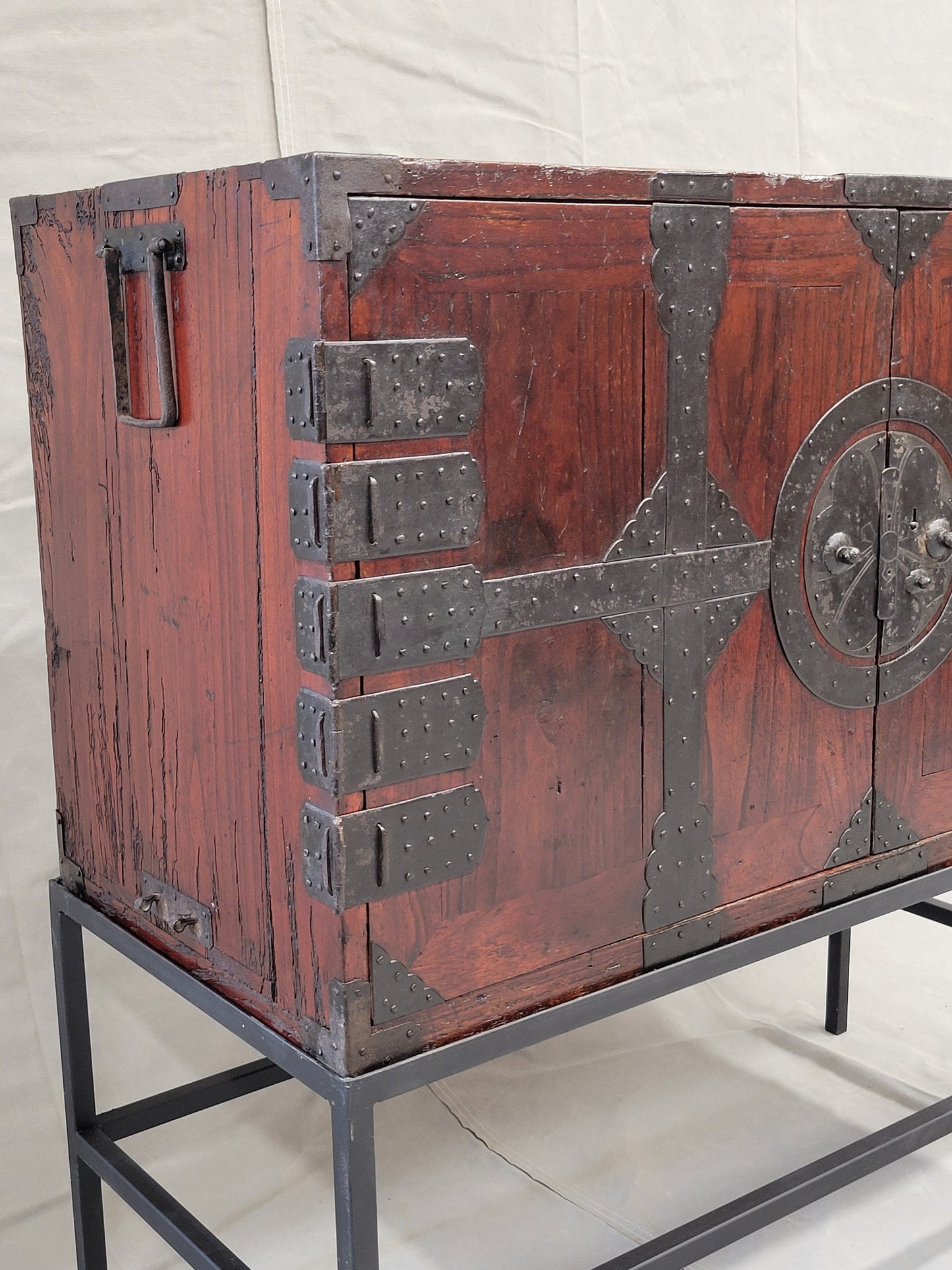 Antique Japanese Tansu Chest With Drawers on Contemporary Metal Stand