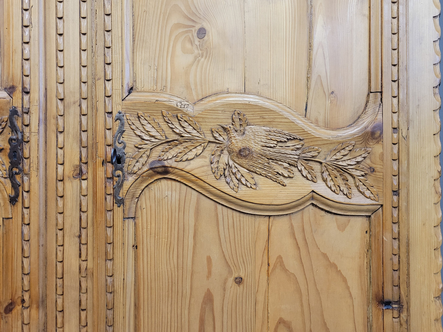 Antique Circa 1870 French Provincial Pine Wedding Armoire