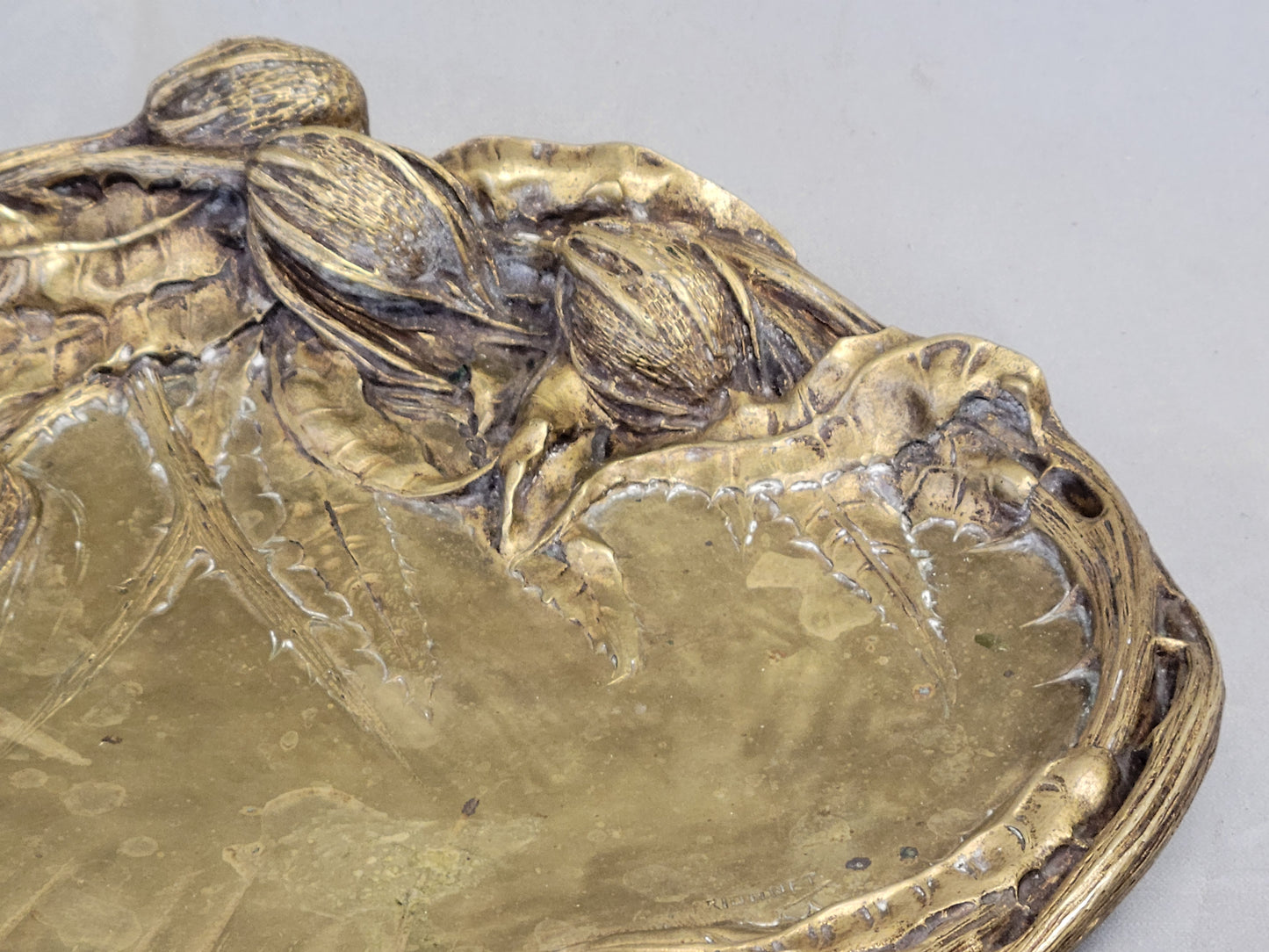 Antique Art Nouveau Signed Albert Marrionet Bronze "Vide Poche" Valet Tray (RL)