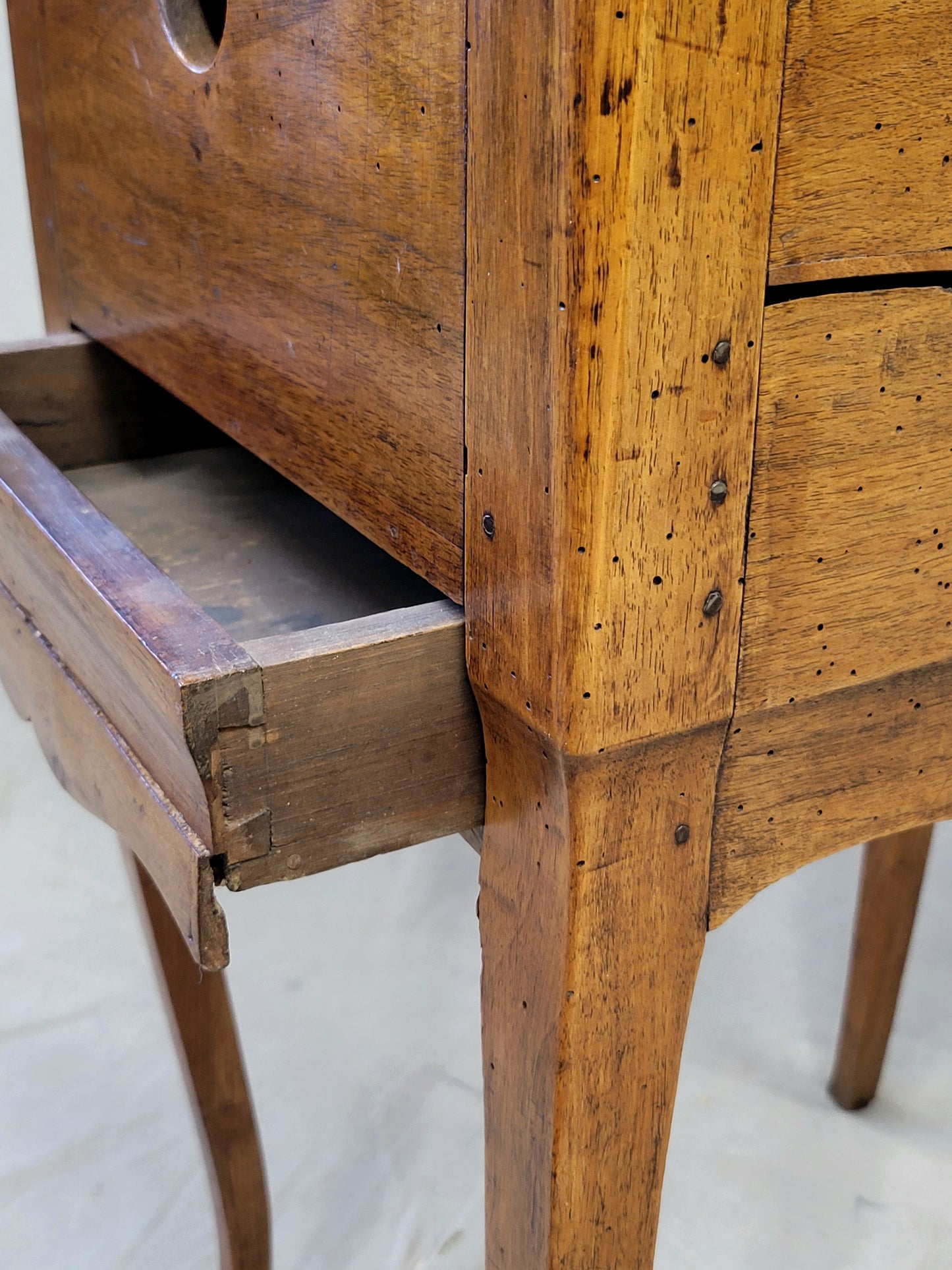 Antique 19th Century French Louis XV Style Walnut and Cherry Table De Chevet (Bedside Table)