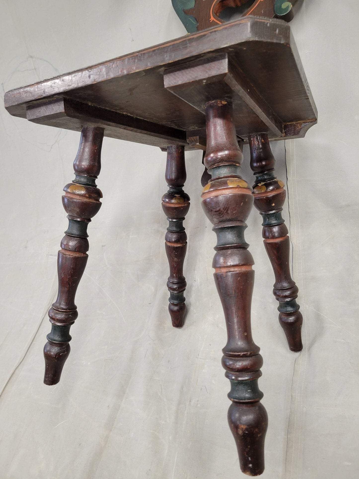 Vintage Swiss/German Carved and Painted Board Chair