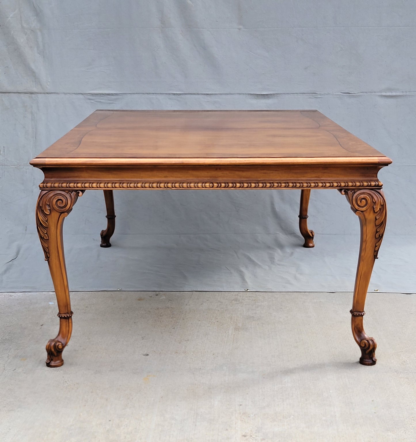 Vintage Karges Burl Walnut Dining Table With 3 Leaves and Pads