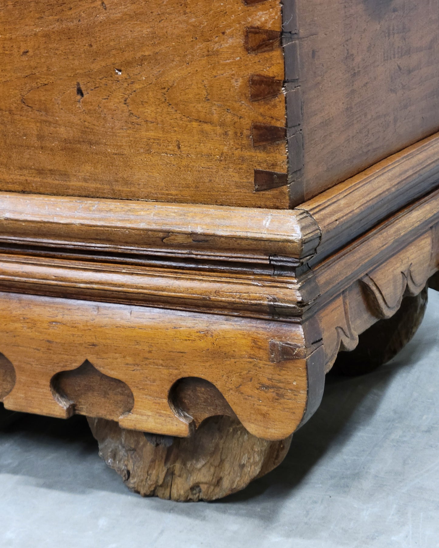 Antique Javanese Teak Grobog Blanket Chest on Wheels