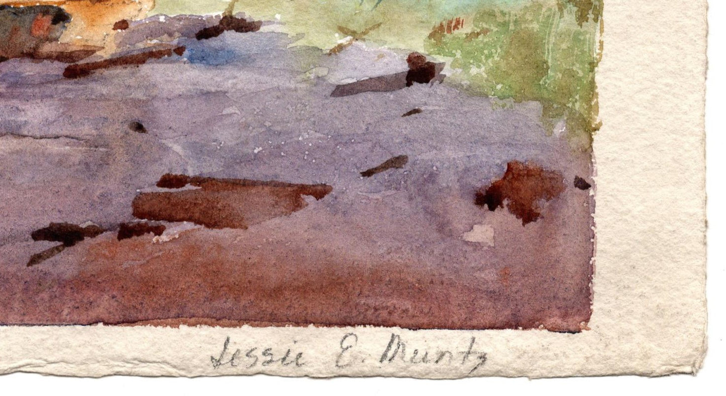 Signed Jessie E. Muntz (Great Britian, Active 1903-1924) Landscape Scene, Watercolor (Framed)