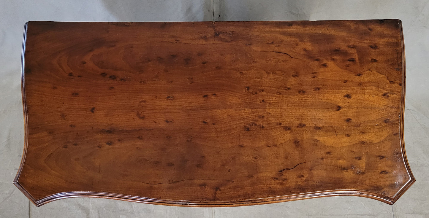 Antique Louis Phillipe Console Table or Server With Thibaut Renaissance Fabric Panel