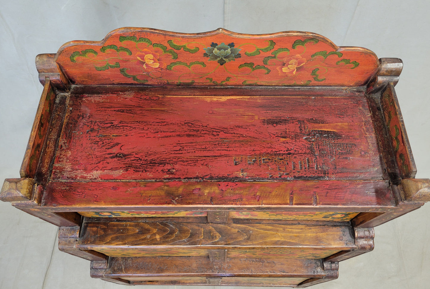 Antique 1920s Tibetan Stepped Storage Altar Cabinet
